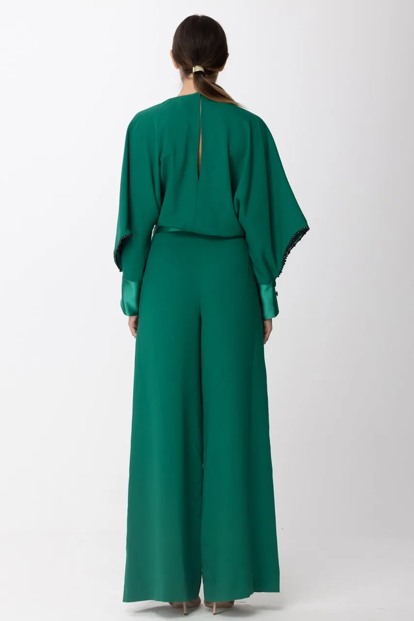Tuta lunga con dettagli in satin Leaf Green