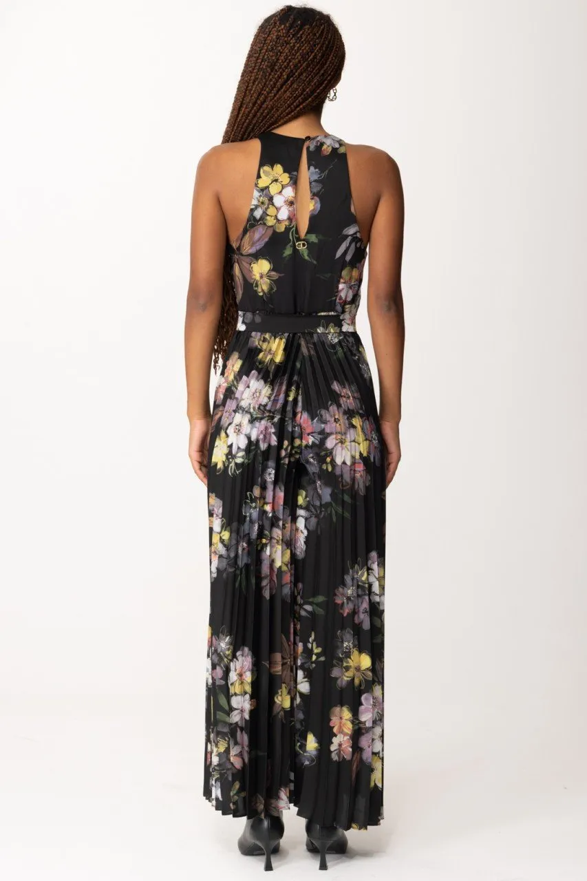 Tuta lunga plissé con stampa bouquet ST FIORE NERO/MULTICOLOR