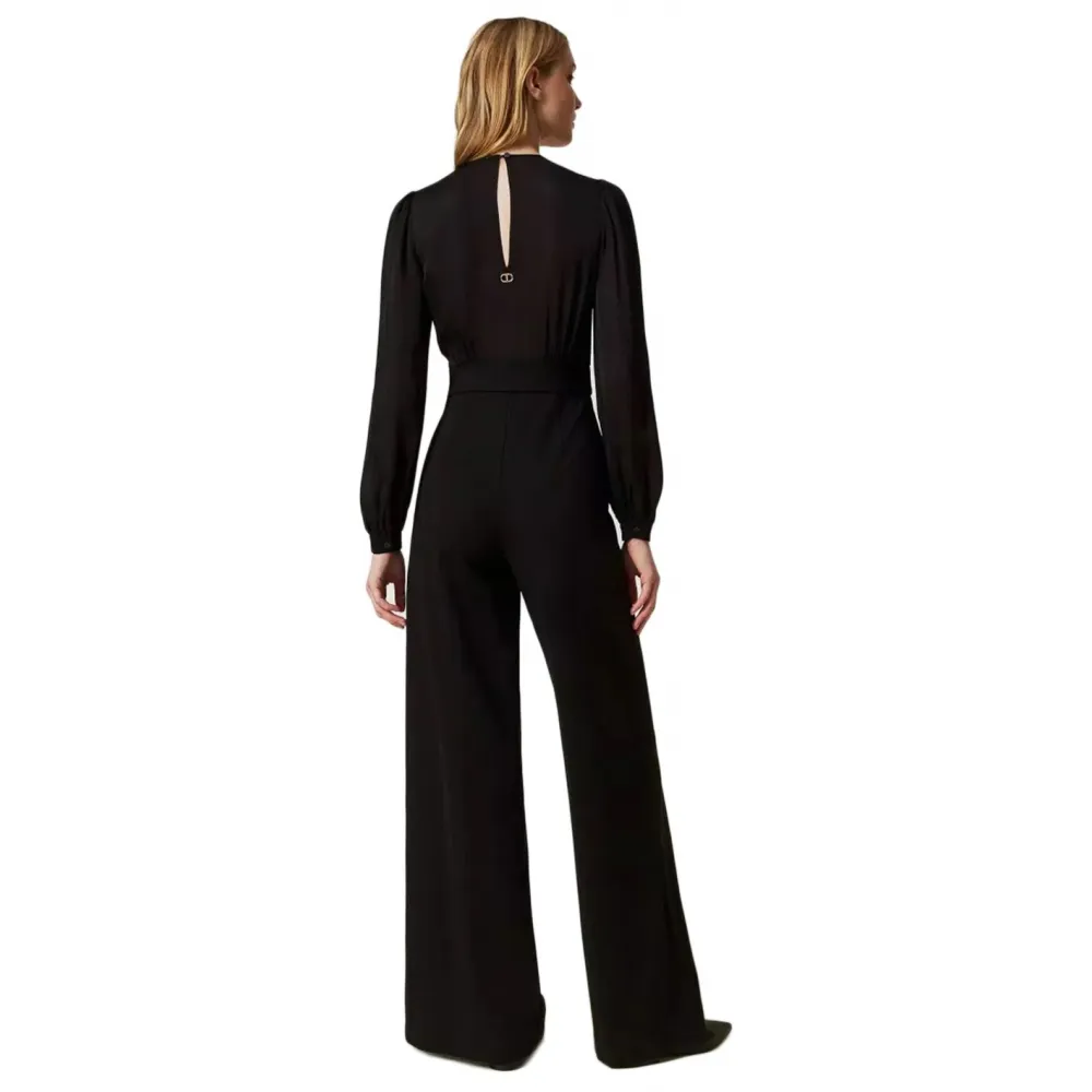 Twinset - Tuta Lunga con Busto in Raso - Nero - Abito - Made in Italy - Luxury Exclusive Collection