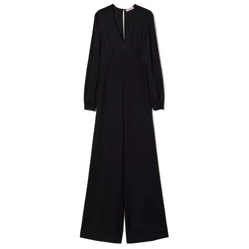Twinset - Tuta Lunga con Busto in Raso - Nero - Abito - Made in Italy - Luxury Exclusive Collection