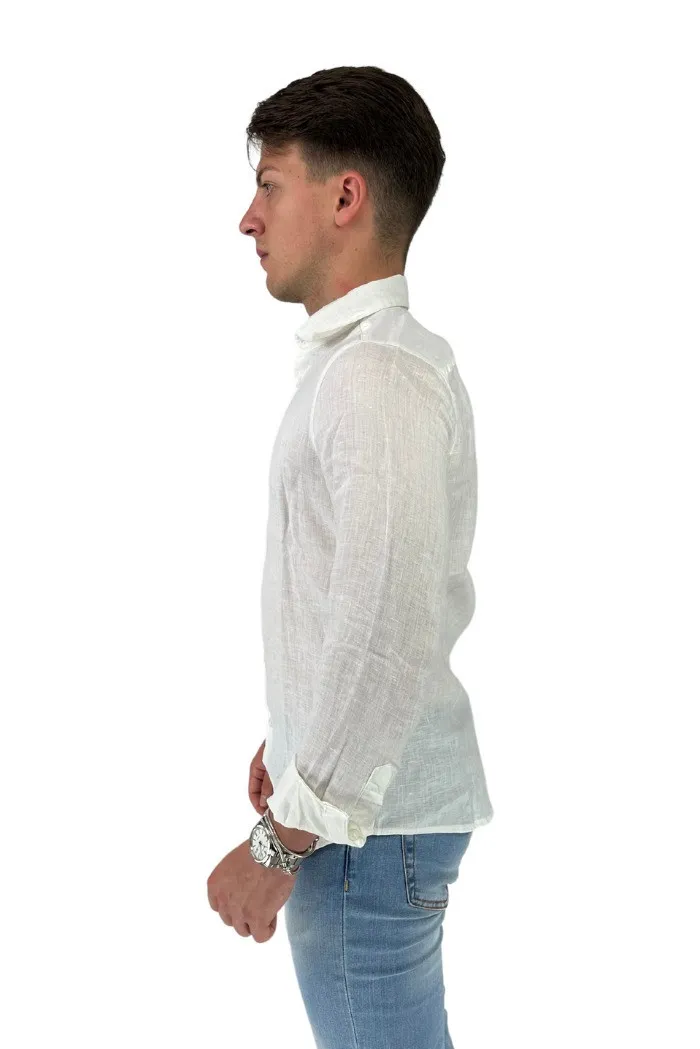 Urban Ring camicia in lino con collo francese ur413003