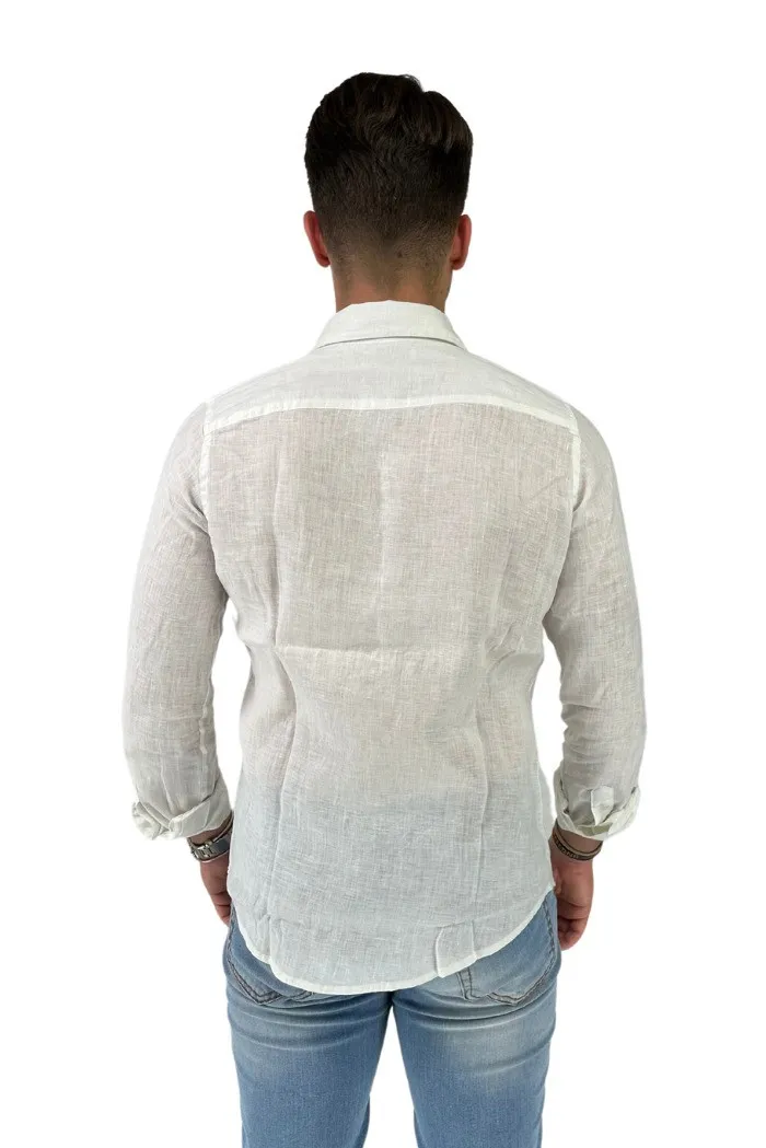 Urban Ring camicia in lino con collo francese ur413003