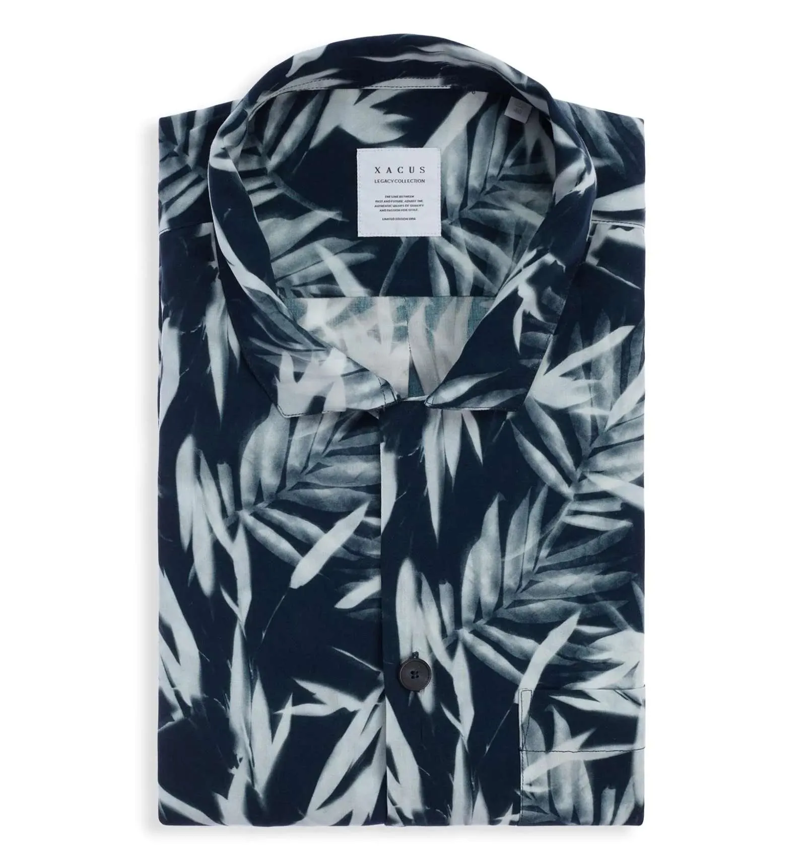 XACUS uomo camicia fantasia palma blu 61566.001 440MM LEGACY SHIRT