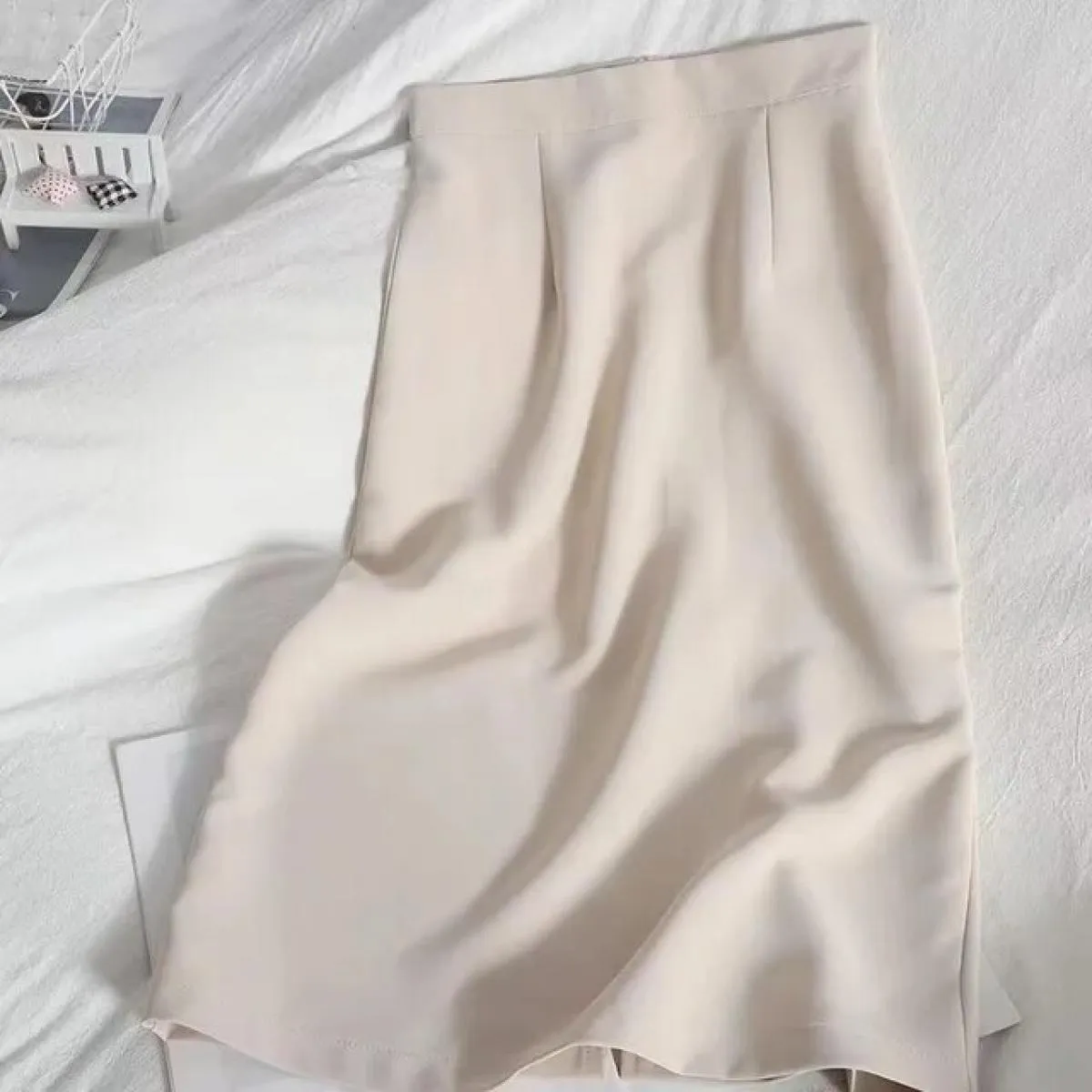 Xpqbb Gonna lunga rosa estiva Donna Vita alta Cerniera posteriore Ufficio Gonne midi Donna Elegante Gonna divisa Ol One Step Wom