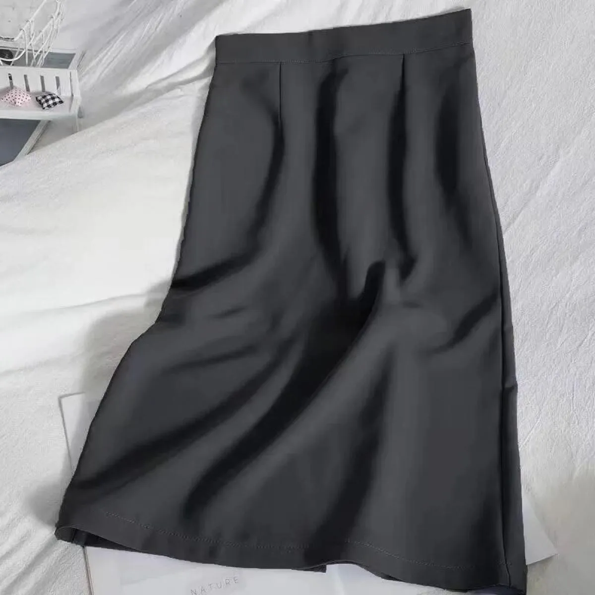 Xpqbb Gonna lunga rosa estiva Donna Vita alta Cerniera posteriore Ufficio Gonne midi Donna Elegante Gonna divisa Ol One Step Wom