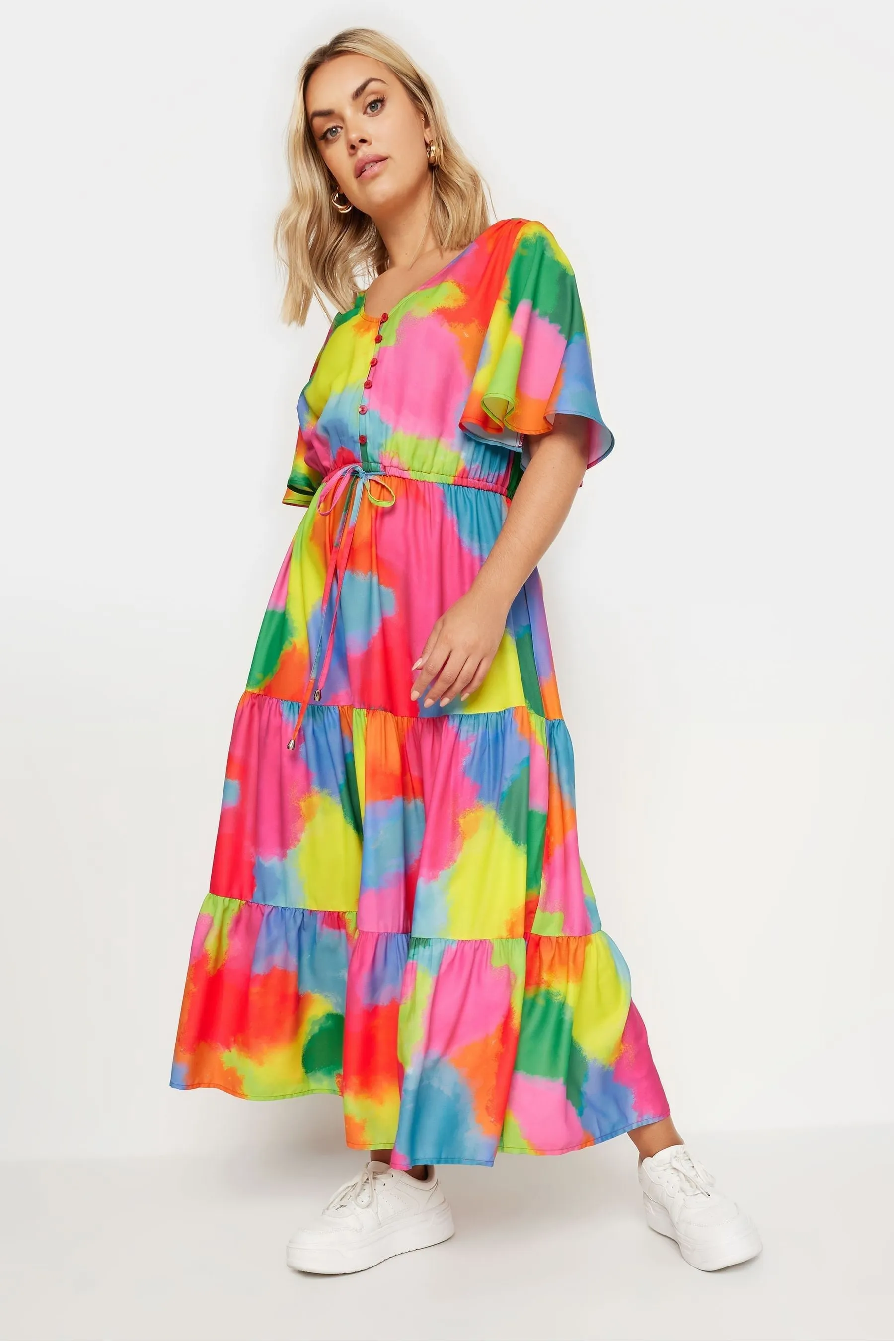 Yours Curve - Abito maxi con maniche a pipistrello