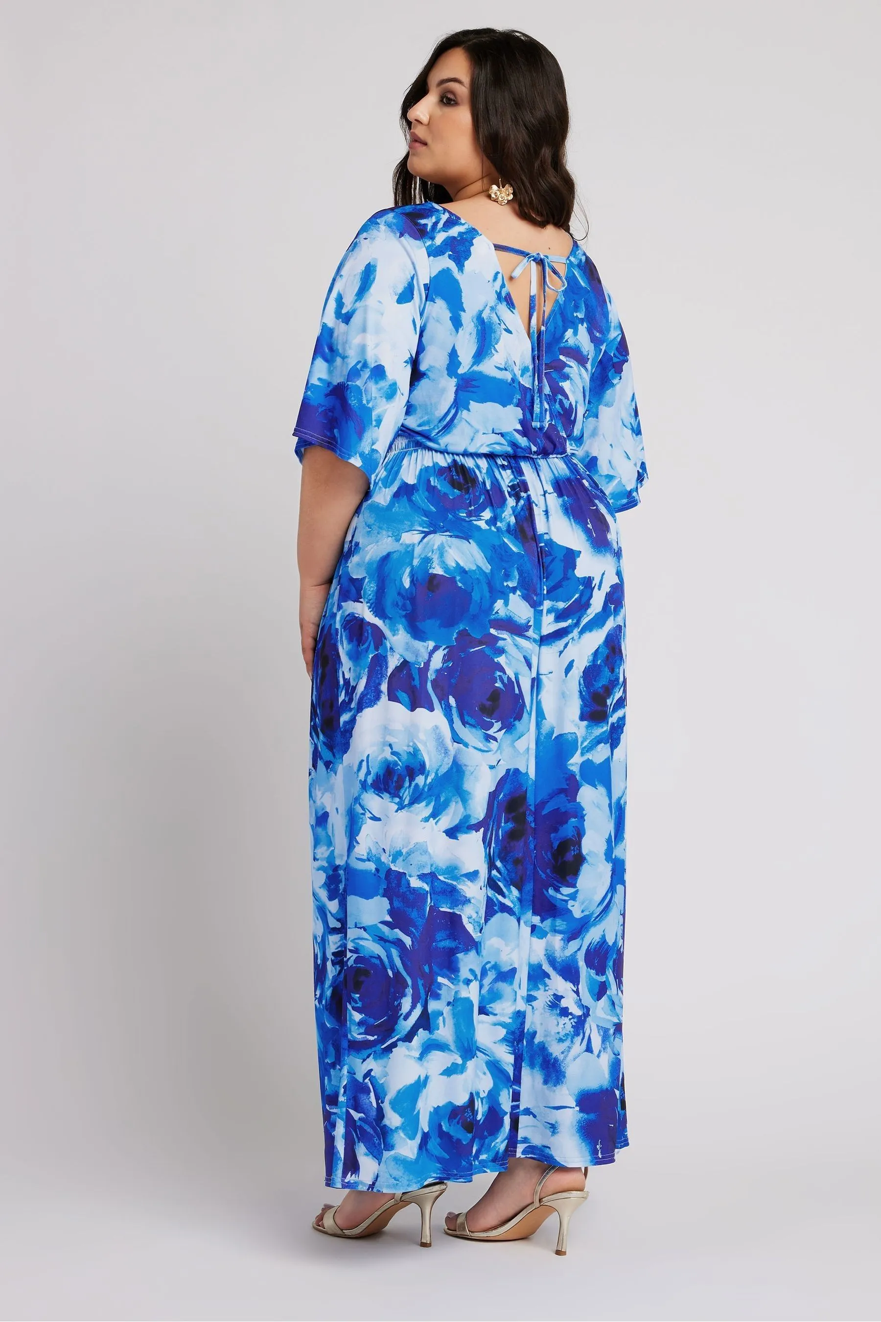 Yours Curve London - Floreale - Abito maxi con maniche a pipistrello
