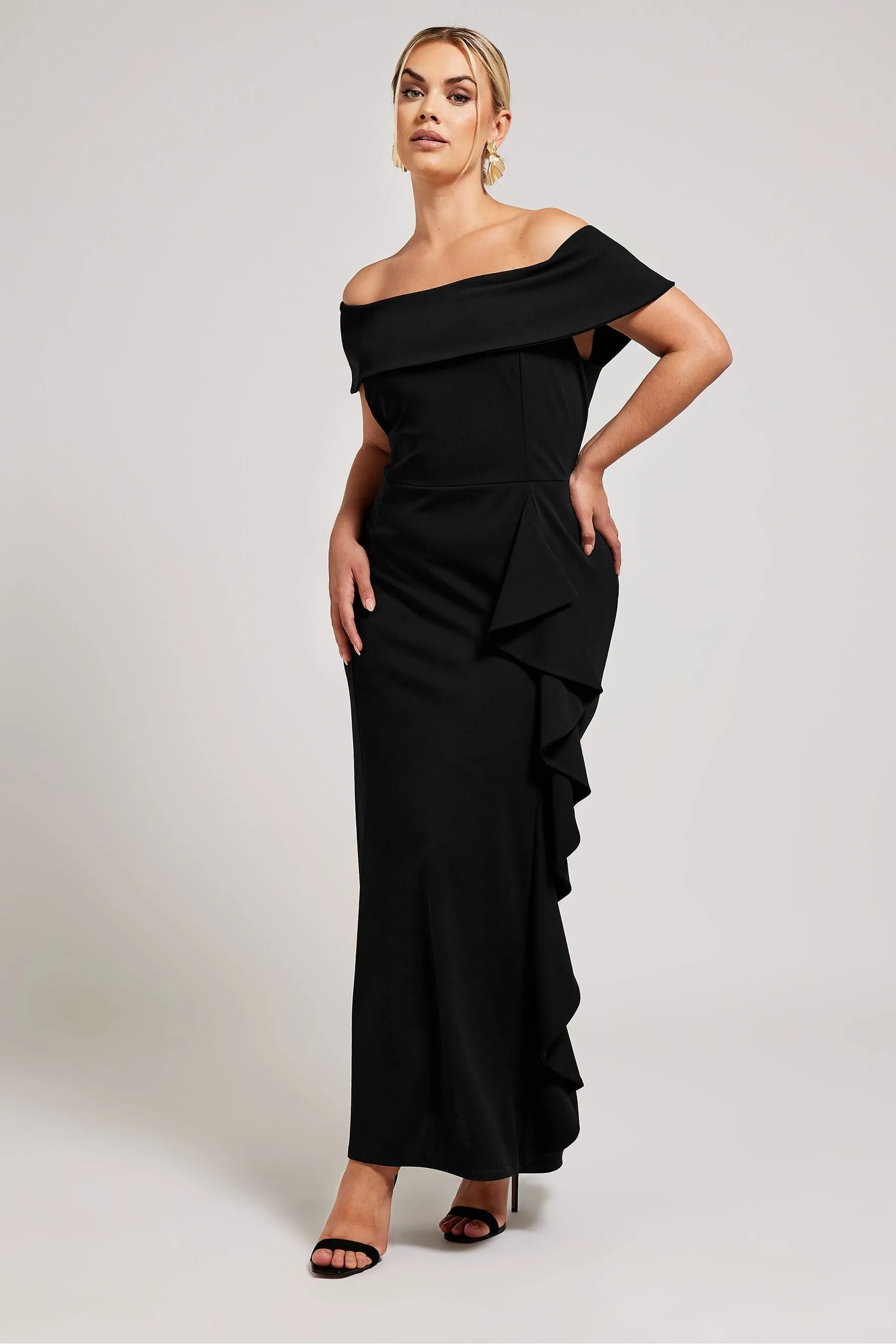 Yours Curve London - Ruches - Abito maxi con scollo alla Bardot