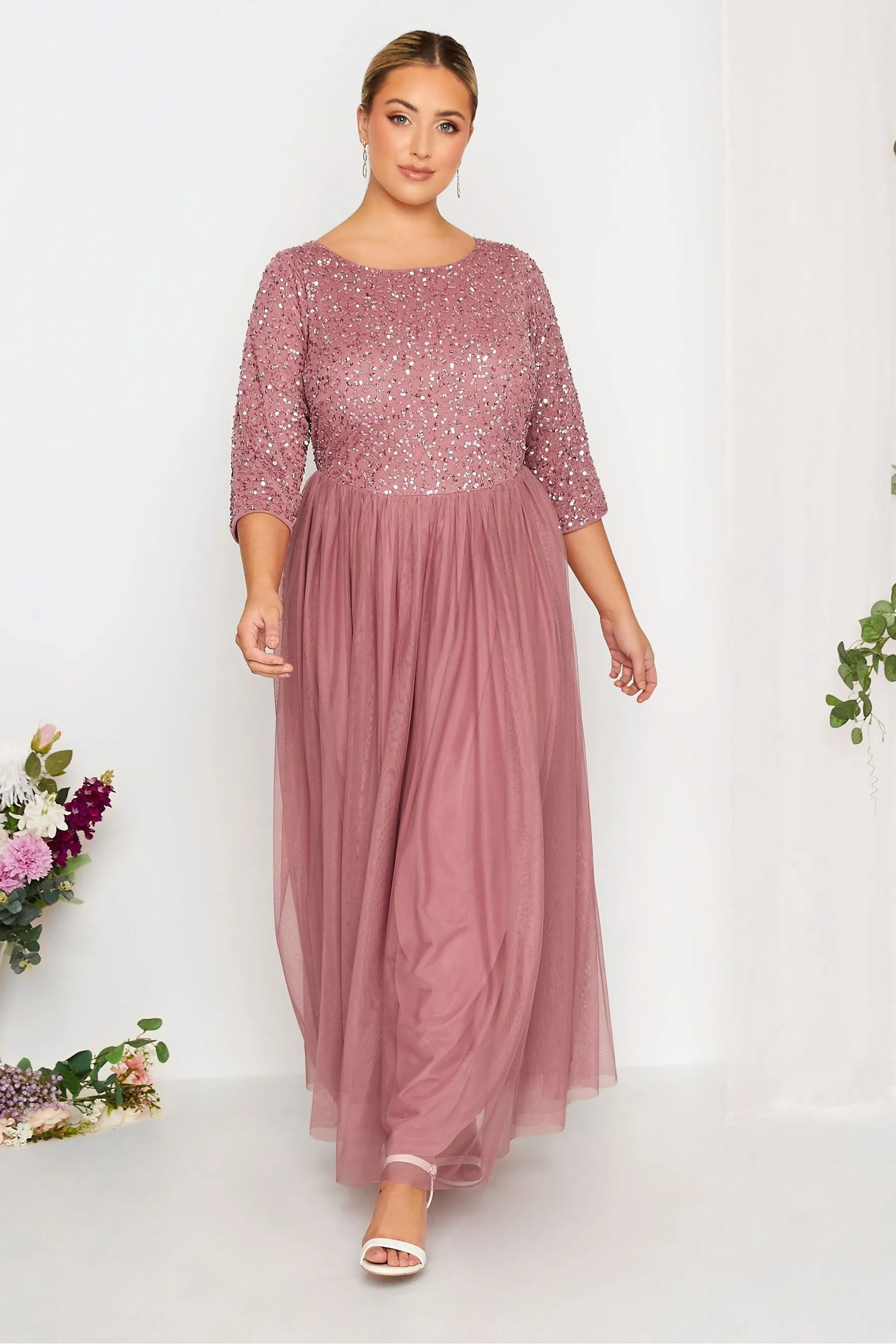 Yours Curve - Maxi abito Manica lunga decorato